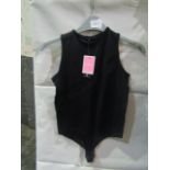 PrettyLittleThing Shape Black Stretch Seamless Sleevless Bodysuit, Size: S - Good Condition With