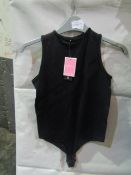 PrettyLittleThing Shape Black Stretch Seamless Sleevless Bodysuit, Size: S - Good Condition With