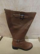Ladies Knee High Heel Boots, Size Uk 4, Brown, Unworn & Boxed. See Image.