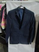 M&S Mens Navy Tailored Fit Performance Suit Jacket, Size: Chest 36" Long - Good Condition.