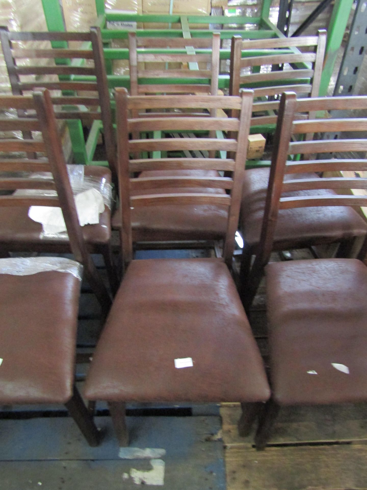 Oak Furnitureland Detroit Solid Hardwood with Brown Antiqued Fabric Dining Chair (Pair) RRP 380.