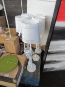 Contemporary Laced Look Table Lamp White. Size: Lamp H40cm - Shade 25 x 25 x 20cm - RRP ?75.00 - New