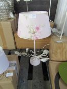 Vintage Style Pink Floral Table Lamp. Size: H40cm - Shade Size: 25 x 18 x 14cm - RRP ?66.00 -