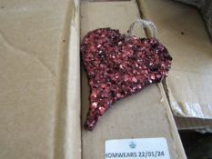 19x Sparkle Heart Decoration - New. (136)