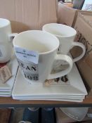 Set of 2 Coffee or Tea Mugs Ocean Design, see picture for design, RRP ?10 each Set of 4 Cake