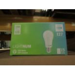 12x Packs of 15 Lightnum E27 13w LED light bulbs, new and boxed