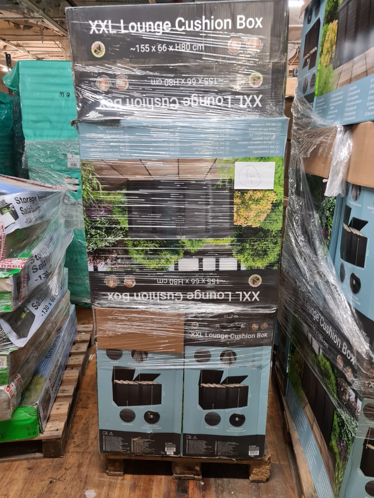 Located offsite in Rochdale, 10 pallets of Plastic XXL garden storage box raw customer returns, - Bild 10 aus 12
