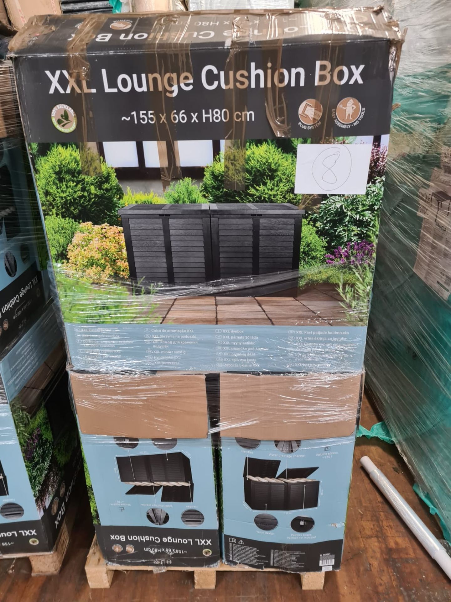 Located offsite in Rochdale, 10 pallets of Plastic XXL garden storage box raw customer returns, - Bild 2 aus 12