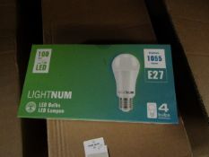 20x Packs of 4 Lightnum E27 13w LED light bulbs, new and boxed