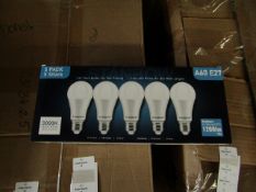 Pack of 5 Stanbow A60 E27 13w LED light bulbs, new and boxed