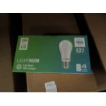 Pack of 4 Lightnum E27 13w LED light bulbs, new and boxed