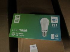 Pack of 4 Lightnum E27 13w LED light bulbs, new and boxed