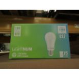 Pack of 15 Lightnum E27 13w LED light bulbs, new and boxed