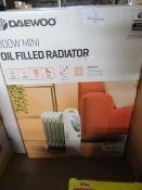 Daewoo - 800w Mini Electric Oil Filled Radiator - Untested & Boxed.