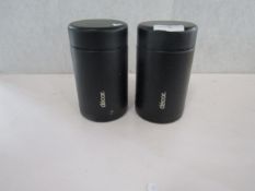 2x Décor - Stainless Steel Black Food Flask / 520ml - Good Condition & No Packaging.