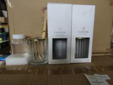 2x ChapterB - Ribbed Glass Diffuser With Decorative Lid - New & Boxed.