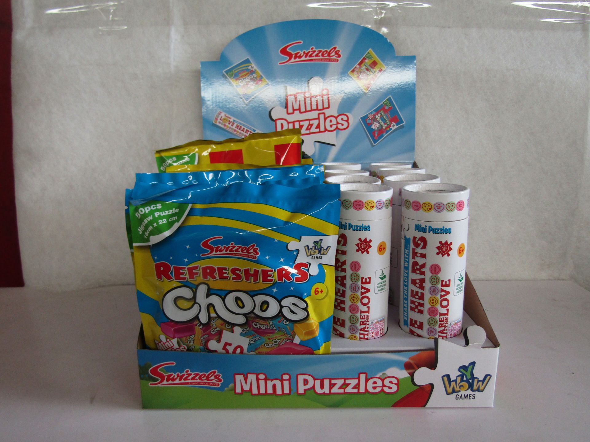 2x Swizzels - Mini Puzzles ( 8x Love Hearts 50-Pc Puzzle 5x Refreshers Choos 50pc Puzzles 10x