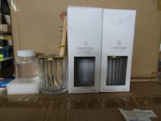 2x ChapterB - Ribbed Glass Diffuser With Decorative Lid - New & Boxed.