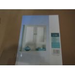 Asab - White Double Mirror Bathroom Cabinet With Shelf - Size W56xD13xH58cm - Unchecked & Boxed.