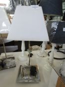 Chrome Table Lamp With Fabric Shade - Please See Image For Design - New. ( DR664 )