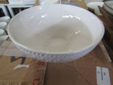 12x Vintage Look Ribbed PastaBowl Tableware in Soft White, D17.5 x H9cm, RRP £12 Each (DR605)