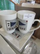 Set of 2 Coffee or Tea Mugs West Design, see picture for design, RRP £10 each Set of 4 Cake Plates