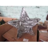 2x Silver Christmas Star H22 x 22 x 4cm - New. (114)