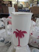 Alice Peto Pint Jug Dia9 X H13.5Cm Alice Peto Palm Tree Gold Rim RRP 42