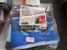 Asab - Set of 2 MicroFibre Beach Towels 150x75cm - Packaged.
