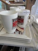 Set of 2 Coffee or Tea Mugs Pier Design, see picture for design, RRP £10 each Set of 4 Cake Plates