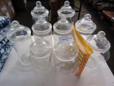 10 Various Shaped Plastic Sweet Jars - Good Condition.