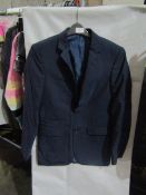 M&S Mens Navy Tailored Fit Performance Suit Jacket, Size: Chest 36" Long - Good Condition.