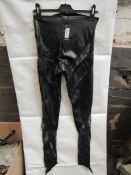 2x PrettyLittleThing Shape Black Faux Leather Insert Leggings, Size: 10 - New & Packaged.