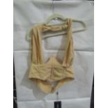 2x Pretty Little Thing Oatmeal Linen Look Cross Front Corset- Size 14, New & Packaged.