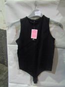 PrettyLittleThing Shape Black Stretch Seamless Sleevless Bodysuit, Size: S - Good Condition With