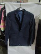 M&S Mens Navy Tailored Fit Performance Suit Jacket, Size: Chest 36" Long - Good Condition.