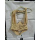 2x Pretty Little Thing Oatmeal Linen Look Cross Front Corset- Size 14, New & Packaged.