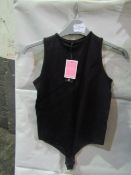 PrettyLittleThing Shape Black Stretch Seamless Sleevless Bodysuit, Size: S - Good Condition With