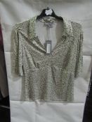 Principles Polo Neck Slinky Top Sage, Size: 14 - Good Condition.