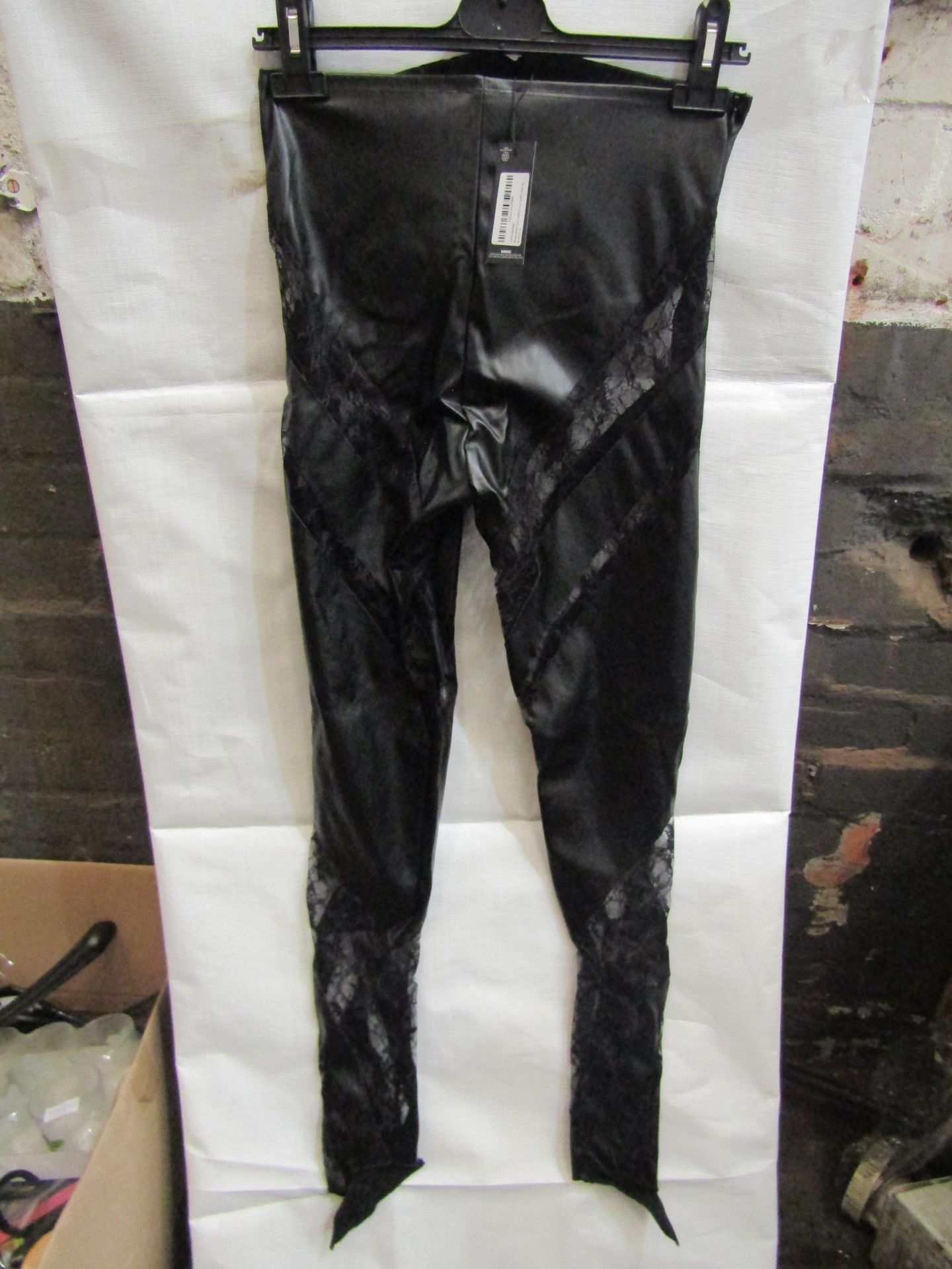 2x PrettyLittleThing Shape Black Faux Leather Insert Leggings, Size: 8 - New & Packaged.