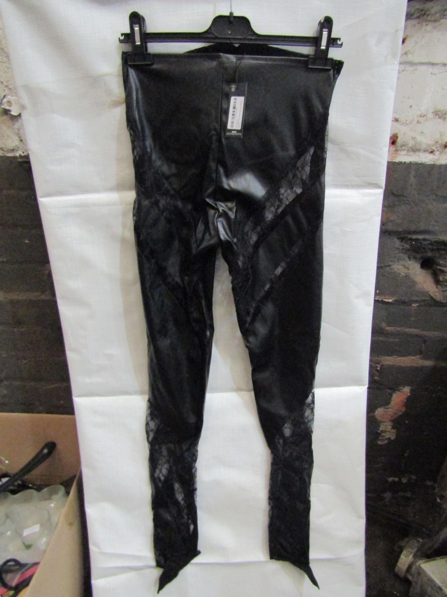 2x PrettyLittleThing Shape Black Faux Leather Insert Leggings, Size: 6 - New & Packaged.