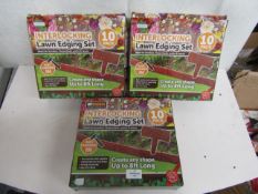 3x MyGarden - Set of 10 Interlocking Garden Edging - Unchecked & Boxed.