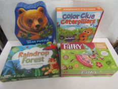 4-Item Mixed Item Puzzle Lot : 1x Peaceable Kingdom - 257pc Bear Shaped Puzzle - New. 1x Peaceable