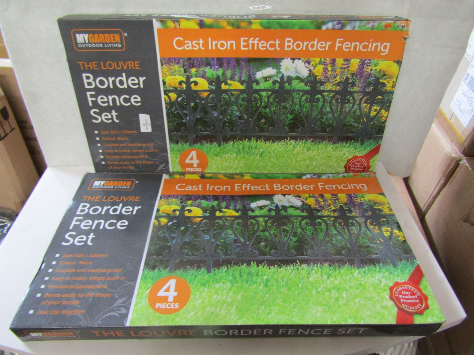 2x MyGarden - The Louvre Cast Iron Effect Boarder Fence Set - Unchecked & Boxed.