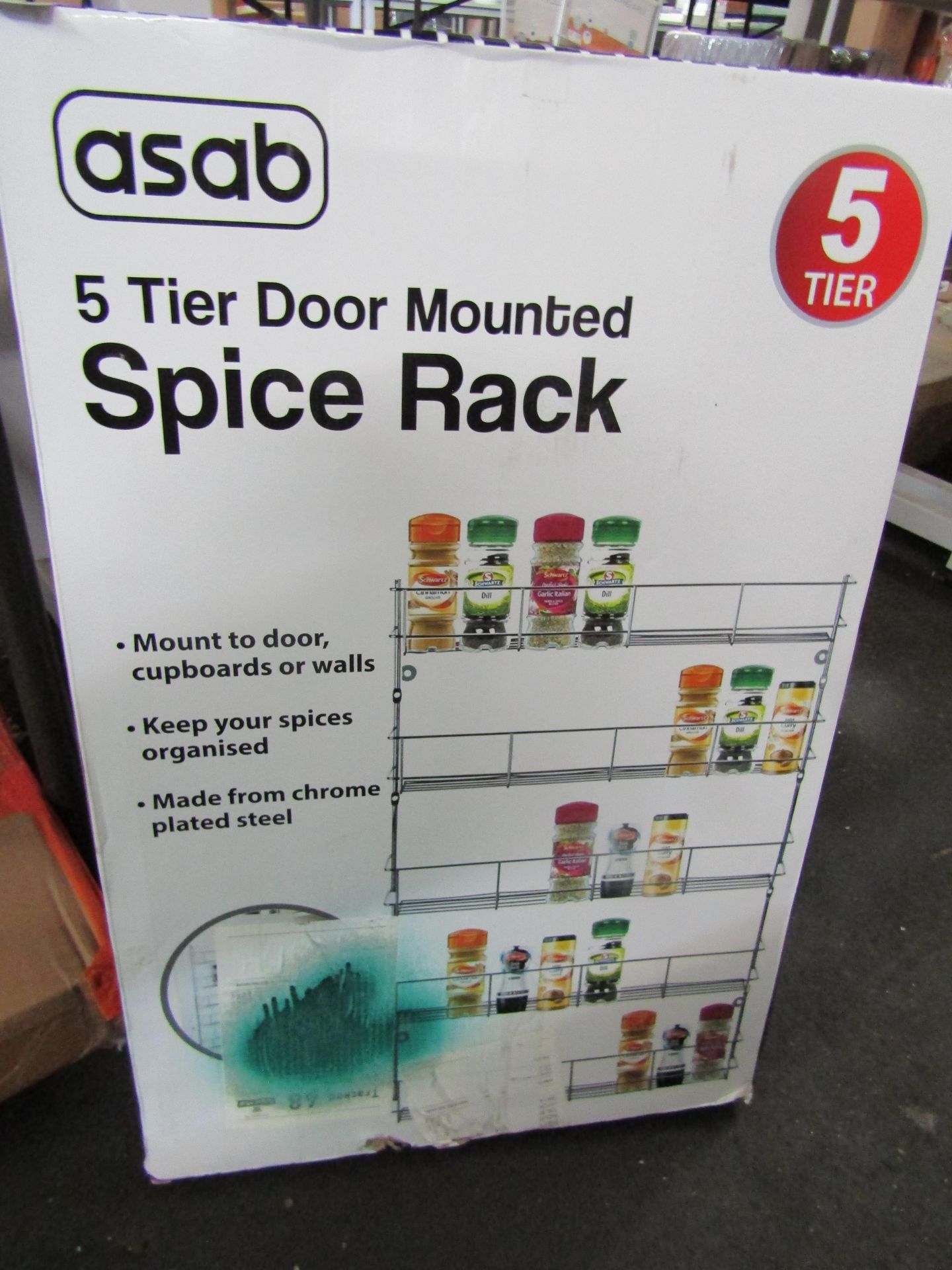 Asab - 5-Tier Door-Mount Spice Rack - Boxed.