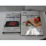 1x Asab - Defrosting Tray - Boxed. 1x Asab - Bamboo Chopping Board With Steel Tray - Boxed.