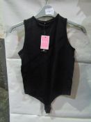 PrettyLittleThing Shape Black Stretch Seamless Sleevless Bodysuit, Size: S - Good Condition With