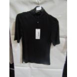 Karen Millen Funnel Neck Short Sleeve Top Black, Size: 8 - Good Condition.