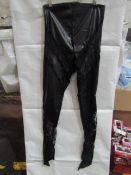 5x Pretty Little Thing Shape Black Faux Leather Lace Insert Leggings, Size 10, New & Packaged.