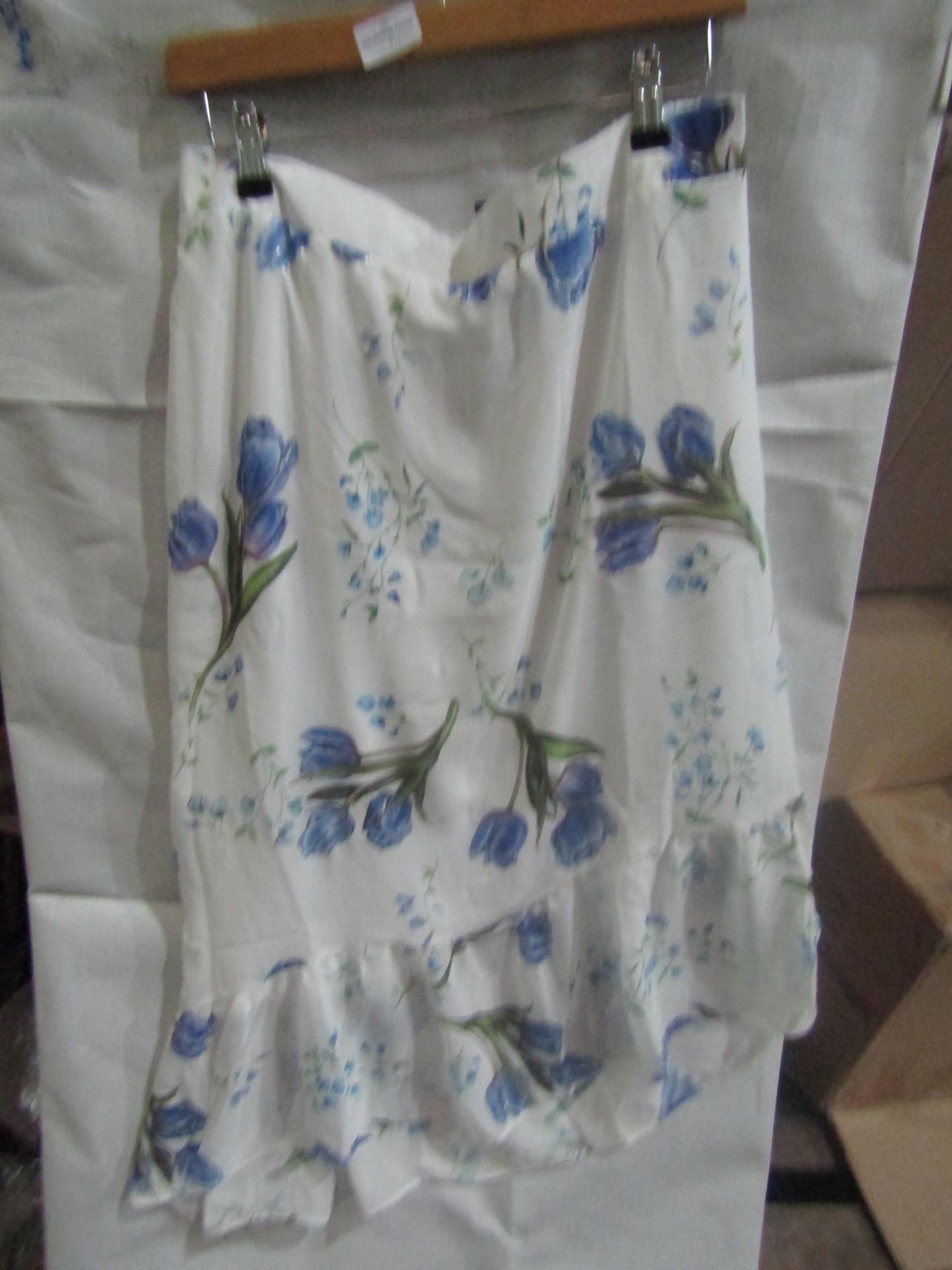Tulip Blue Wrap Midi Skirt, Size: 14 - Good Condition.